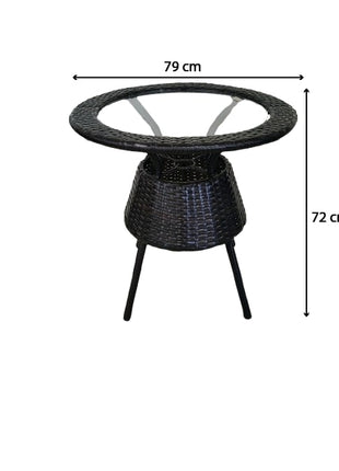 Outdoor Rattan Patio Set with 4 Chairs and Round Glass Table - All-Weather Wicker Garden Furniture for Ultimate Comfort - Orient Furniture Palace