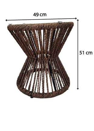 BohoNest Rattan Café Set – 3-Piece Handwoven Bistro Set with Hourglass Table