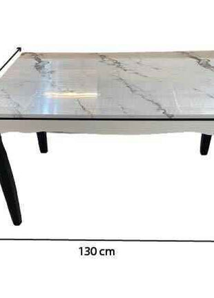 Classic White Marble Dining Table with Black Legs – Elegant Vintage-Inspired Design