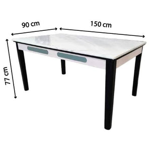 Minimalist Rectangular Marble Coffee Table with Black Legs – Modern Contemporary Design