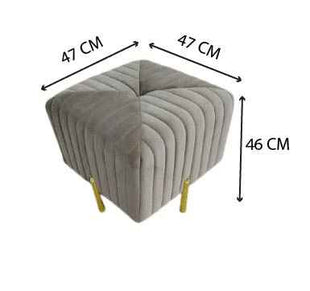 Contemporary Grey Velvet Rectangular Ottoman Pouffe | Tufted Accent Bench for Living Room & Bedroom