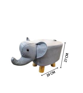 Light Blue Elephant Kids Ottoman Stool – Soft Animal-Shaped Pouffe with Wooden Legs