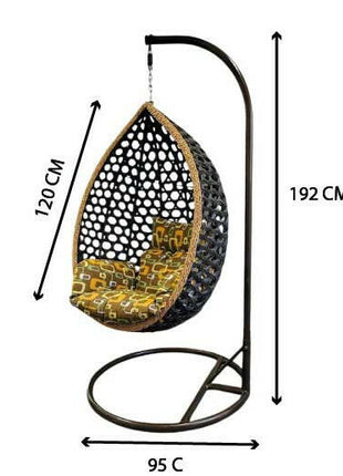 Modern Teardrop Wicker Hanging Swing Chair with Cushions – Indoor Balcony Garden Use - Orient Furniture Palace