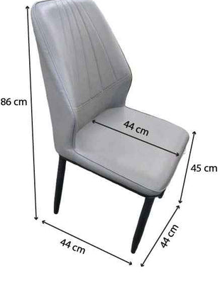 Contemporary PU Leather Dining Chair – Grey with Panel Stitching | Sleek Modern Seating
