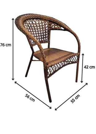 Terrana Classic Rattan Bistro Set – 5-Piece Handwoven Patio Lounge with Glass-Top Table