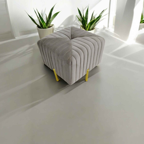 Contemporary Grey Velvet Rectangular Ottoman Pouffe | Tufted Accent Bench for Living Room & Bedroom