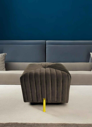 Modern Velvet Ottoman with Gold Leg – Luxury Living Room Accent Seating