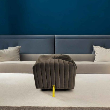 Modern Velvet Ottoman with Gold Leg – Luxury Living Room Accent Seating