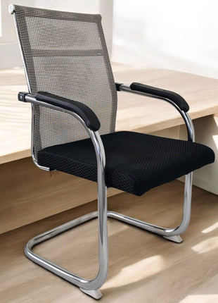 Breathable Mesh Visitor Chair with Chrome Cantilever Base – Office Guest Seating
