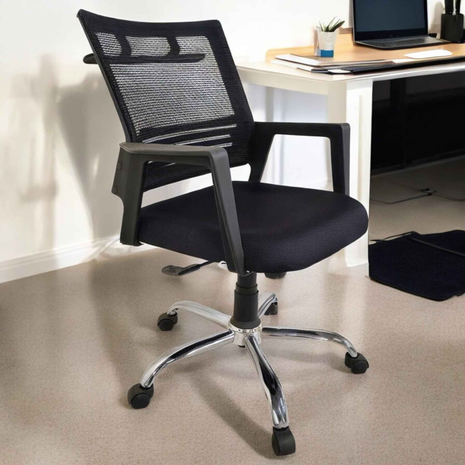 Ergonomic Mesh Office Chair with Wheels – Swivel Task Chair with Chrome Base