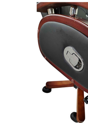 Luxury Black Leather Executive Chair with Wooden Base & Crystal Button Detailing