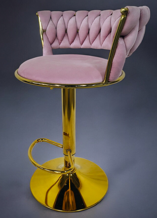 Teal Velvet Bar Stool with Gold Base – Luxury Adjustable Bar Chair with Tufted Backrest - Orient Furniture Palace