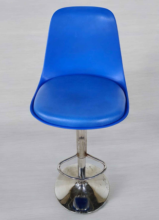 Modern Blue Bar Stool with Chrome Base – Adjustable Café Counter Chair