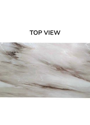 Aurora White Marble-Top Coffee Table with Drawer & Open Shelf