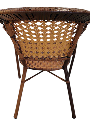 Terrana Classic Rattan Bistro Set – 5-Piece Handwoven Patio Lounge with Glass-Top Table