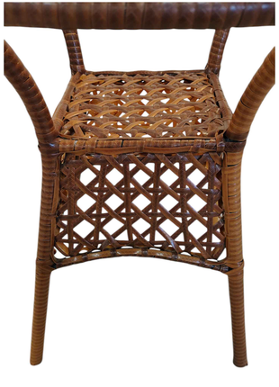 Terrana Classic Rattan Bistro Set – 5-Piece Handwoven Patio Lounge with Glass-Top Table