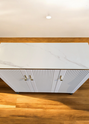 Luxury White Textured Door Cabinet with Gold Accents – Shoe Rack