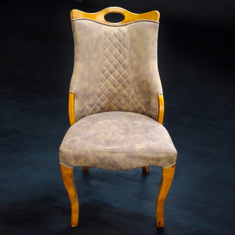 Vintage Royal Wooden Chair with Quilted Backrest – Elegant Dining or Accent Chair