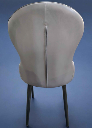 Luxury Grey Quilted Leather Chair with Metal Legs – Modern Accent & Dining Seating