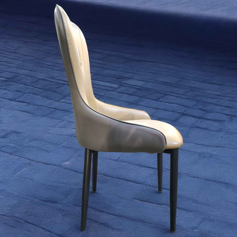 Butterfly-Back PU Leather Dining Chair – Beige with Black Legs | Stylish Modern Accent Seat
