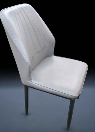 Contemporary PU Leather Dining Chair – Grey with Panel Stitching | Sleek Modern Seating