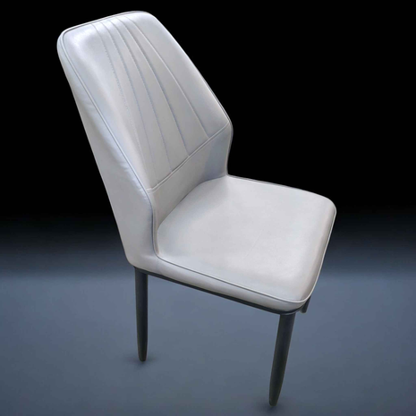 Contemporary PU Leather Dining Chair – Grey with Panel Stitching | Sleek Modern Seating