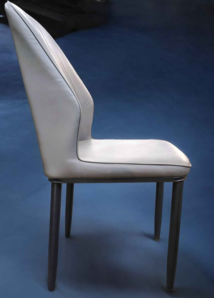 Contemporary PU Leather Dining Chair – Grey with Panel Stitching | Sleek Modern Seating