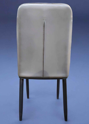 Contemporary PU Leather Dining Chair – Grey with Panel Stitching | Sleek Modern Seating