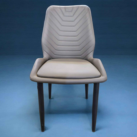 Chevron-Stitched Grey PU Leather Chair – Ergonomic Padded Seat | Contemporary Dining & Office Chair