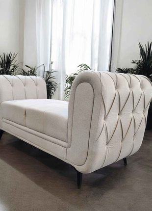 Luxury Diamond Tufted Grey Sofa Set – 3+2+1 Seater Living Room Ensemble