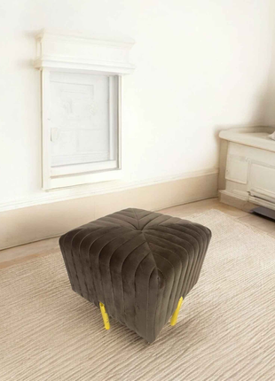 Modern Velvet Ottoman with Gold Leg – Luxury Living Room Accent Seating