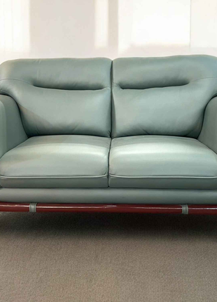 Verdante Luxe Leather Sofa – Mid-Century Elegance with Solid Wood Accents