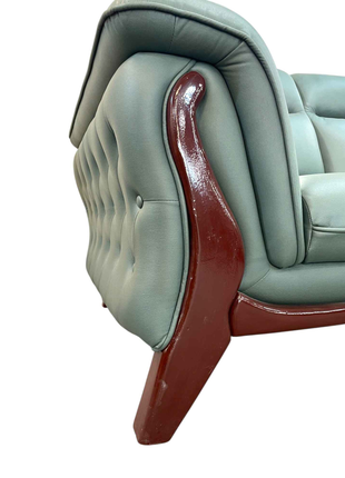 Verdante Luxe Leather Sofa – Mid-Century Elegance with Solid Wood Accents