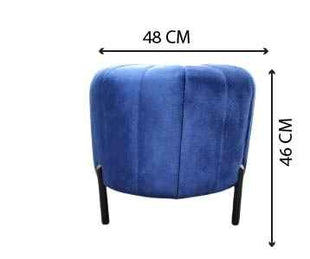Luxury Velvet Round Ottoman Pouffe - Royal Blue | Modern Accent Stool with Black Metal Legs