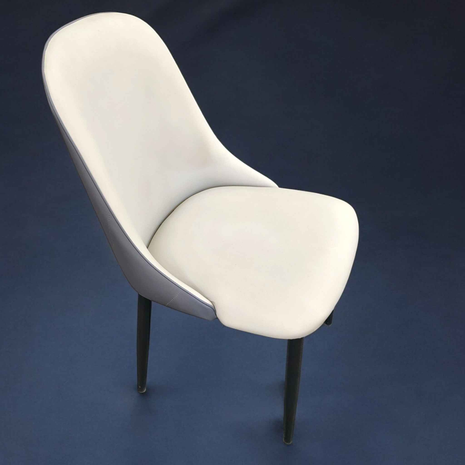 Minimalist PU Leather Dining Chair – Cream Finish with Black Legs | Modern Comfort Seating