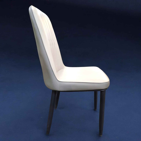 Modern White PU Leather Dining Chair – Geometric Stitch Back | Sleek Minimalist Seating