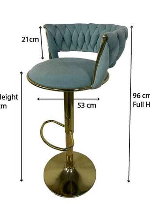 Teal Velvet Bar Stool with Gold Base – Luxury Adjustable Bar Chair with Tufted Backrest