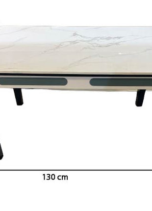 Minimalist Rectangular Marble Coffee Table with Black Legs – Modern Contemporary Design