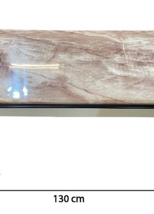 Luxury Brown Marble Coffee Table with Sleek Black Legs – Modern Artisan Design