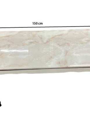 Classic Rectangular Marble Coffee Table with Carved Black Legs – Vintage Luxury Accent