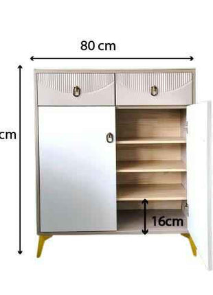 Elegant Modern Storage Cabinet with Dual Drawers and Golden Legs – Minimalist Shoe Rack