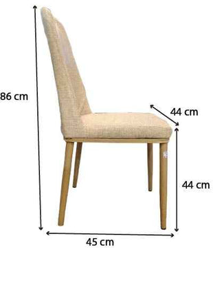 Beige Fabric Dining Chair – Tall Back with Natural Wood Legs | Scandinavian Minimalist Design